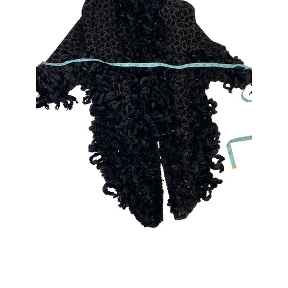 Black Chenille Velvet Beaded Shawl Vintage OS Soft Costume Lined Women’s Fancy - Picture 9 of 13